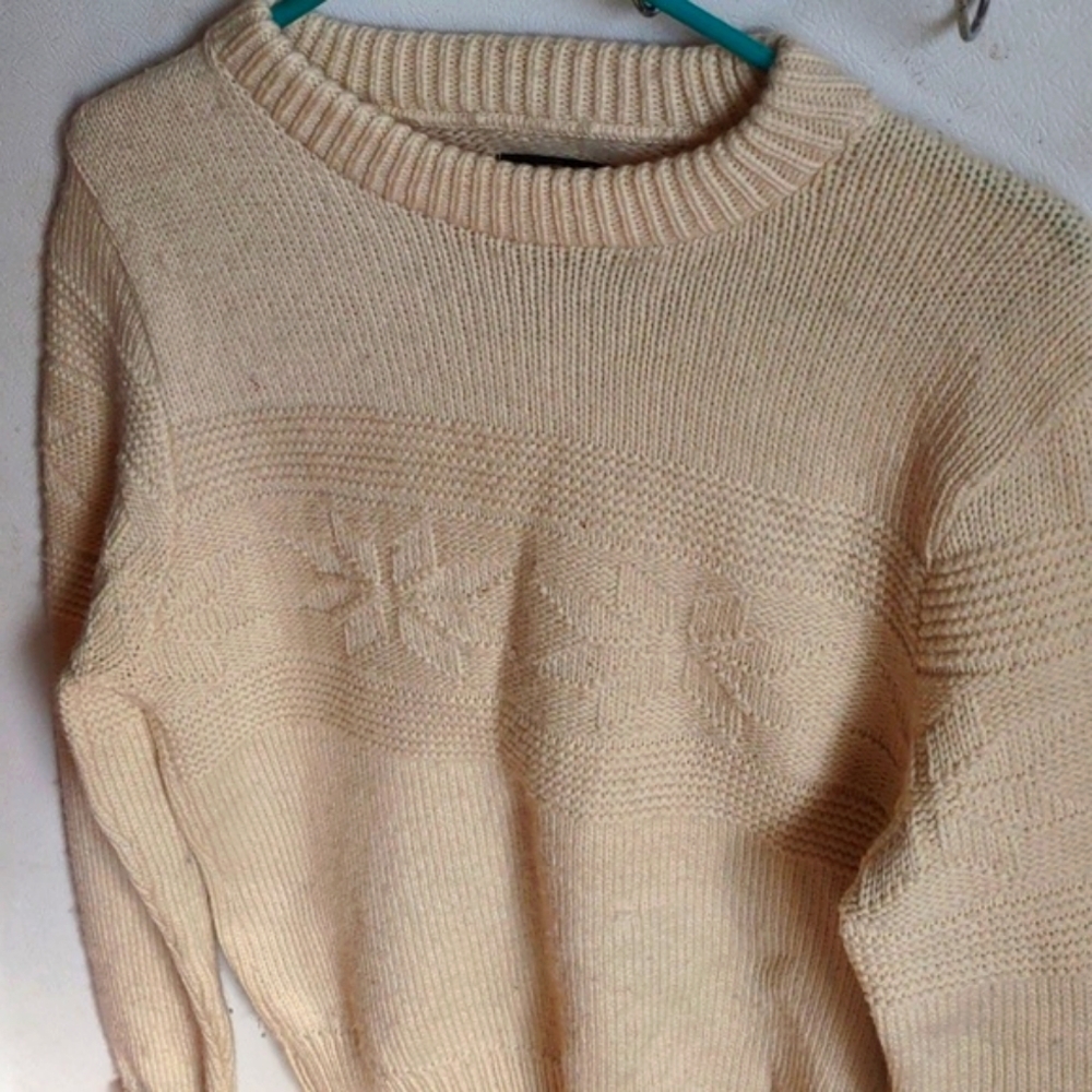 Vintage Alps Rugged Outdoors Ladies Medium Knit Sweater Snowflake Crewneck - Picture 4 of 8